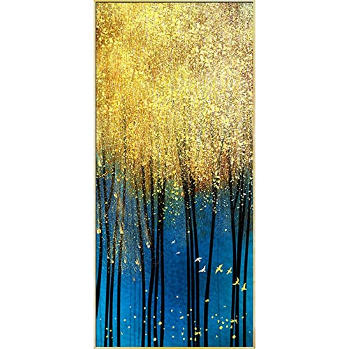 Point de croix diamant Forêt dorée kit complet mosaïque strass salon 50x120cm
