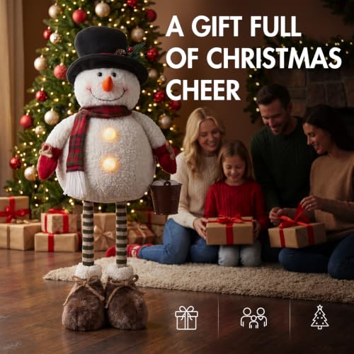 Lighted Christmas Snowman Decorations Indoor Adjustable Plush Figurine by HOMirable - Used condition - Image 7