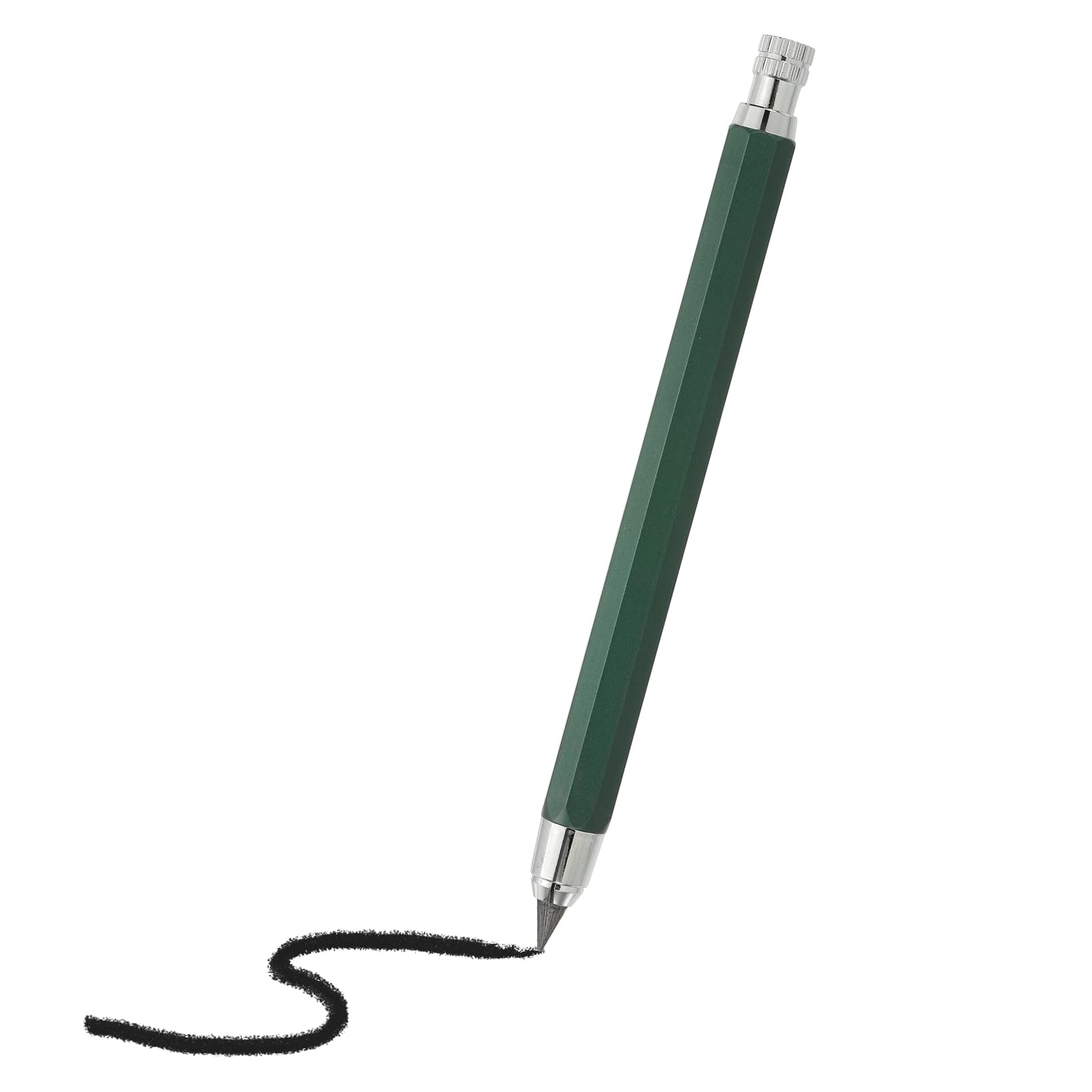 PATIKIL 1pcs Mechanical Pencil 5.6mm, Lead Pencils Mechanical Holder Large Automatic Metal Holder with Sharpener for Graphite Lead Pencil Drawing Art Sketching Woodworking, Green