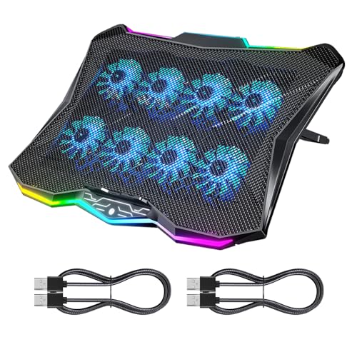 Base para laptop con 8 ventiladores y 2 cables USB A a A miniatura 1