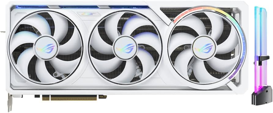 ROG Astral GeForce RTX 5090 White OC Edition GPU, 32GB GDDR7, 3352 AI Tops, DLSS 4, 512-bit, DP 2.1b x3, HDMI 2.1b x2, AI Content Creation, LLM Inference, with GPU Holder