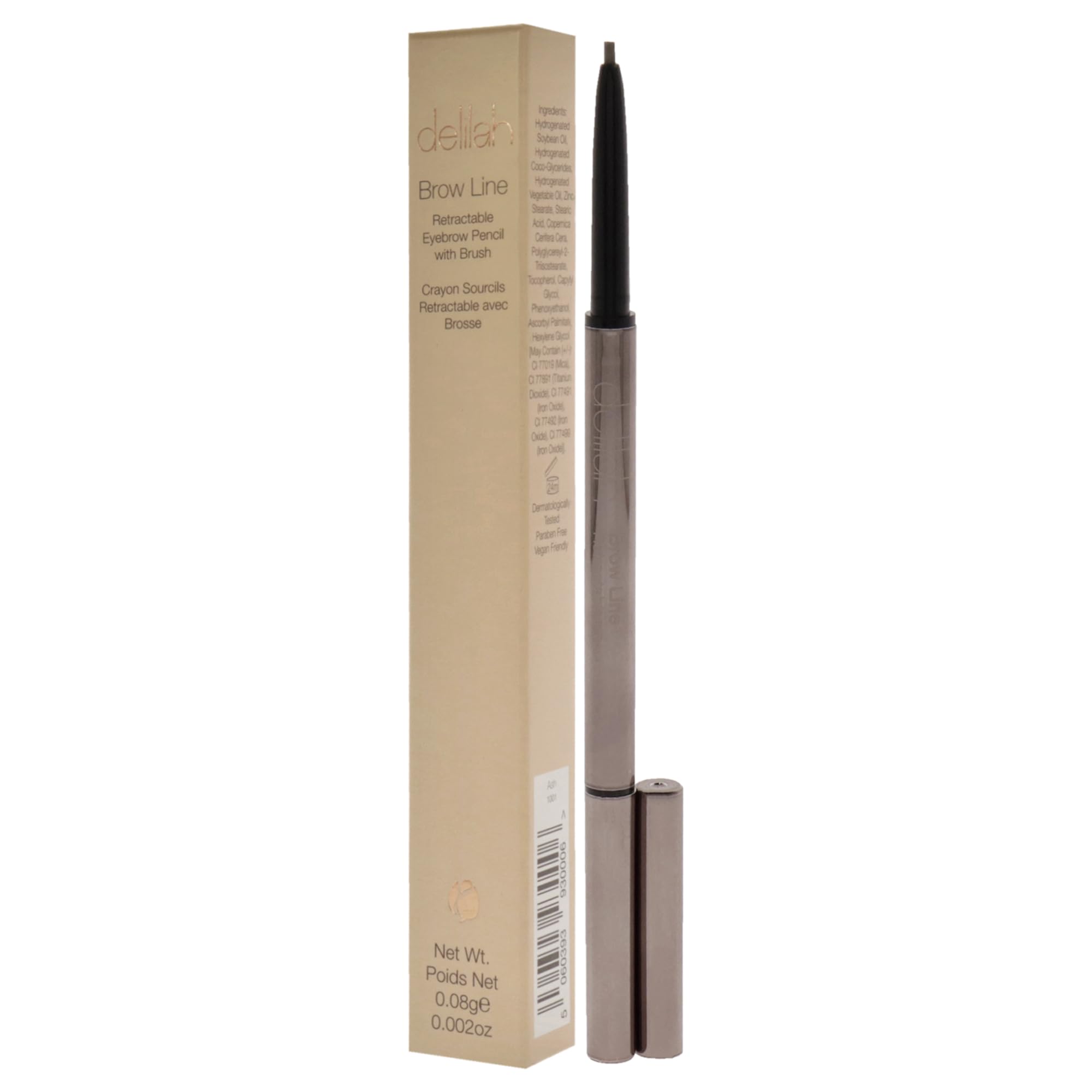 delilah Brow Line Augenbrauenstift mit Pinsel, einziehbar, für Damen, 0,1 g, Asche