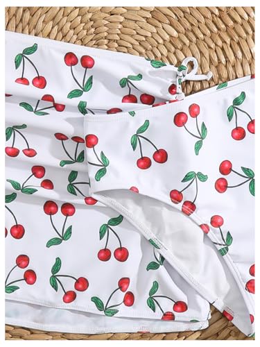 Floerns Girl's 3 Piece Swimsuit Cherry Print Cute Bikini Set with Cover Up Skirt4