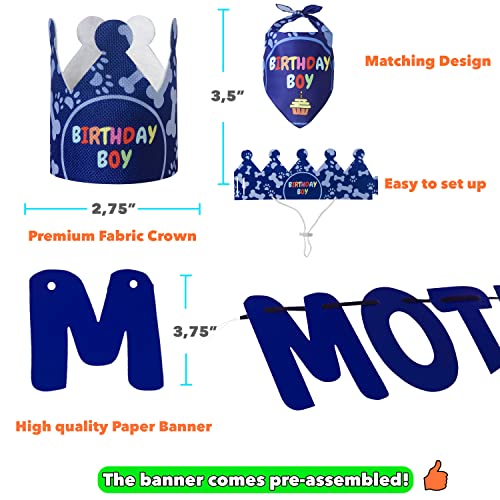 Odi Style Dog Birthday Party Supplies - Dog Birthday Bandana Set - Birthday Boy Bandana For Medium, Large Dogs, Party Hat, Crown And Cute Dog Birthday Banner With It's My Birthday Mother Puppers Sign #TOP2