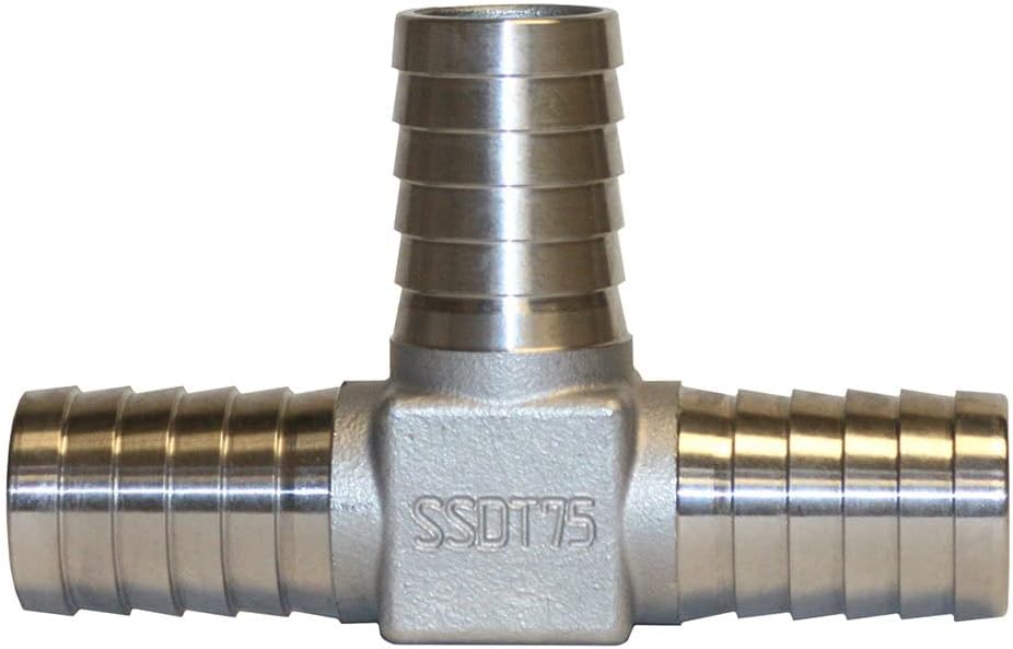 Merrill MFG SSDT100 1" x 1" x 1" Stainless Steel Insert Tee, 304 SS Barbed Tee for 1" Poly Pipe, Corrosion-Resistant Water Line Fitting for Plumbing, Water Well & Irrigation Systems