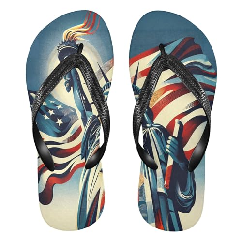 Burbuja Statue Liberty Holding Joint Flip Flops for Women Men, Soft Thong Sandals Rubber Slippers for Pool Beach Essentials