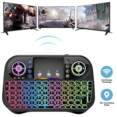 LONGYI I10 Mini Tastatur Wireless mit Touchpad, Mini Keyboard Smart TV Tastatur, Bluetooth und 2.4 GHz USB Kabellos Tastatur with RGB LED Hinterleuchtet für Android Box/Smart TV/PC/Pad/Xbox/HTPC/IPTV – Bild 5