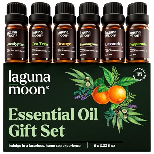 Essential Oils Set – Top 6 Blends for Diffusers, Home Care, Candle Making Scents, Fragrance, Aromatherapy, Humidifiers, Gifts – Peppermint, Tea Tree, Lavender, Eucalyptus, Lemongrass, Orange (10mL)