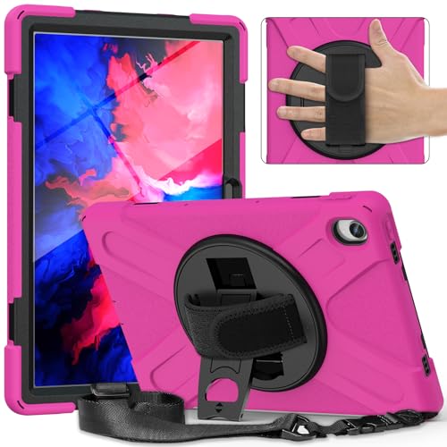 Coque Lenovo Tab P11 antichoc rose avec bandoulière pour vos déplacements