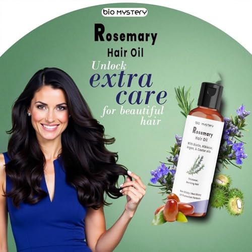 Image of Rosemary Oil For Hair Growth Infused With Biotin, Argan Vit-E With Jojoba & Castor | Scalp Stimulator Hair Growth Oil 200ml /6.8 Oz