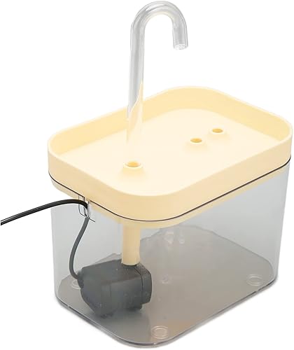 Miniatura 5 de Fuente de agua para gatos, dispensador de agua transparente silencioso para mascotas con tubo de codo para interiores (tapa amarilla)
