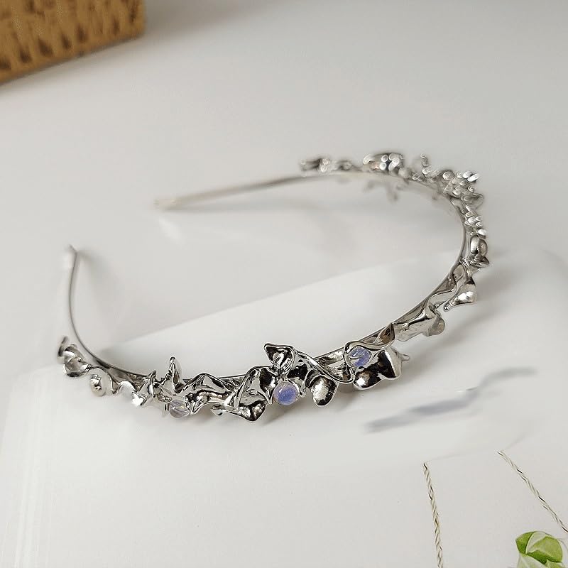 New Model Moonstone Metal Headband Woman Design Fold Affordable Luxury Sweet But Cool(white-Fruit peach5) image 2