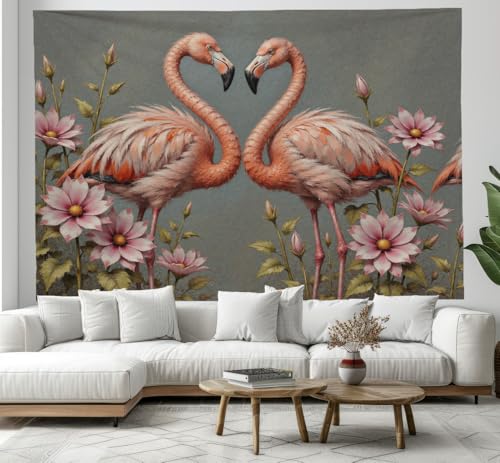 Tapiz decoración de interiores JRISEMECY 200x150cm, colcha de pared con flamencos 1