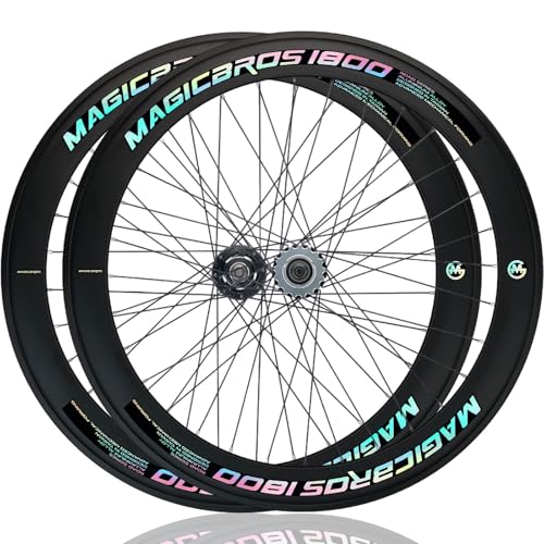700C Fixed Gear Bike Wheelset Aluminum Alloy Single Speed Racing Track Bike Front Rear Wheels 100/120mm V Brake 32H Height 40/60mm(Front+Rear,60mm)