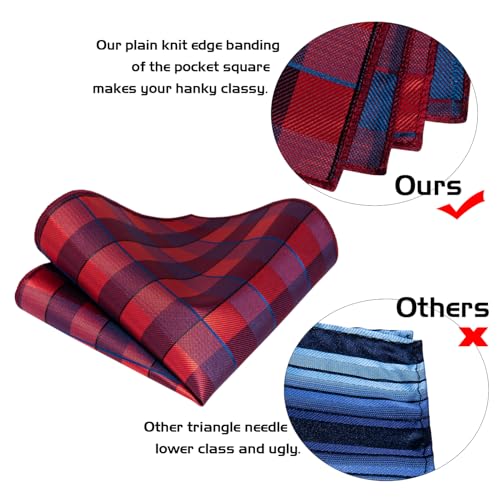 Image of 5PCS Mens Silk Designer Tie, Pocket Square, Cufflinks, Drilled Tie Ring and Lapel Pin Set for Wedding Groom Party