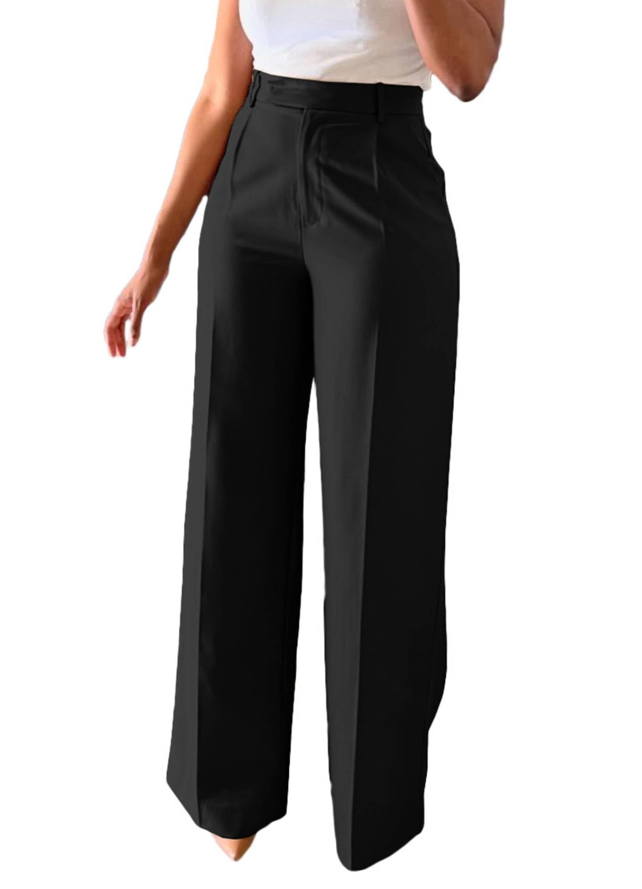 Women High Waist Wide Leg Dress Pants Straight Leg Business Work Slacks Casual Button Down Office Trousers with