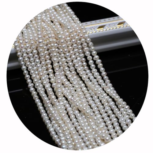 3-4mm Natural Pearl Beads Small Round Shape White Cultured Freshwater Pearl Loose Beads for Jewelry Making Necklace DIY Craft
