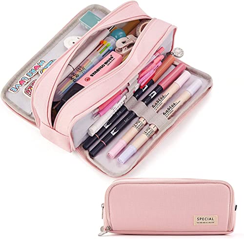 Image of Kawaii Cute Aesthetic Pencil Case for Girls & Boys | 3 Layer 6 Compartment Large Capacity Pencil Pouch with Zipper | Cartoon Stationery Organizer Bag for Students & Kids