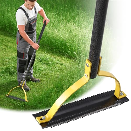 REILEIHODE Weed Grass Cutter Weed Cutter Tool with Double-Edged Serrated Sharp Steel Blade 30in Manual Grass Whip for Garden Yard Field and Ditches