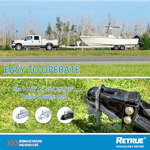 Image of RETRUE Universal Coupler Lock Trailer Locks Ball Hitch Trailer Hitch Lock Adjustable Security Heavy-Duty Steel Fits 1-7 /8 Inch, 2 Inch, 2-5 /16 Inch Couplers, Grey