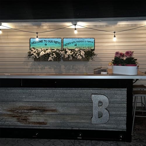 flinelife Metallschild mit Aufschrift \Welcome to Our Patio\, 40,6 x 15,2 cm, Outdoor-Dekoration für Terrasse, Veranda, Pool, Outdoor-Wanddekoration