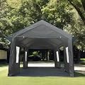 Uiowio 10x20ft Carport Canopy- Heavy Duty Outdoor Portable Garage Ventilated Canopy Carports - Portable Garage Tent for All Weather - Includes Car Seat Canopy and Umbrella Sun Shade Cover,Sand