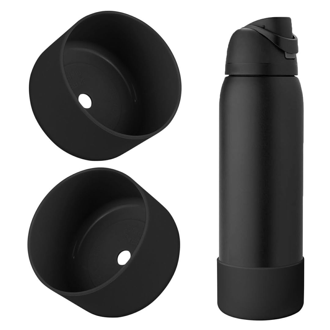 BKBY 2PCS Silicone Water Bottle Boot, Compatible with Owala 24oz 32oz 40oz, Protective Anti-Scratch & Anti-Dent No Noise Sleeve Cover for FreeSip/Twist/Flip Water Bottles (Very Very Dark, 40oz) — image 1