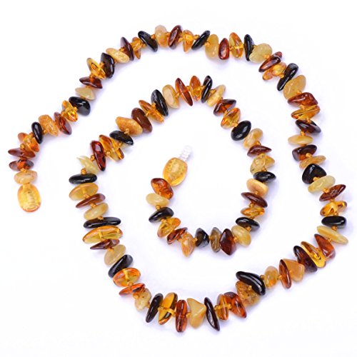 Genuine Amber Unisex Necklace - Baltic Sea Amber Beads - Plastic Screw Clasp - Natural Jewelry Hand-Assembled in Europe