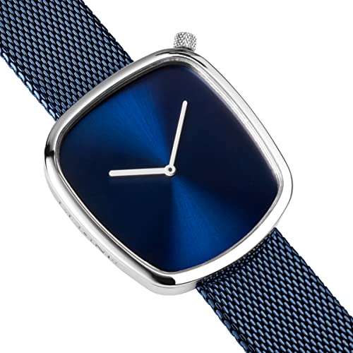 Bering 18040-307 Orologio Unisex Al Quarzo, Orologio Da Polso Con Cassa In Acciaio Inossidabile Color Argento Da 40 Mm E Quadrante Blu, Cinturino In Maglia Milanese, Vetro Zaffiro, 3 Atm - 4
