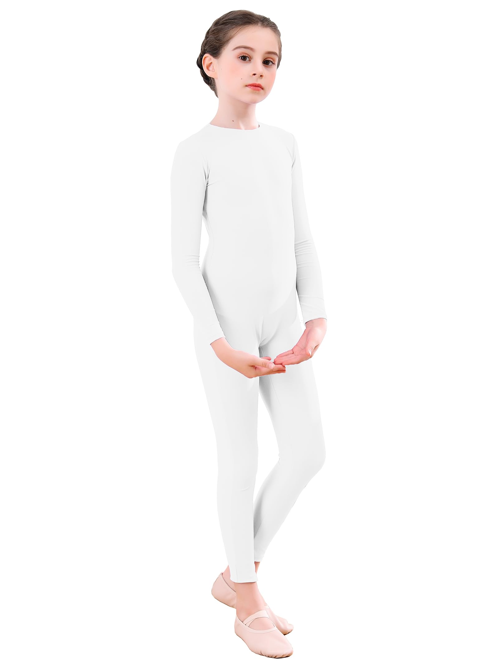 Aoylisey Girls' Full Body Long Sleeve Unitard One Piece Gymnastics Dance Bodysuits for Kids