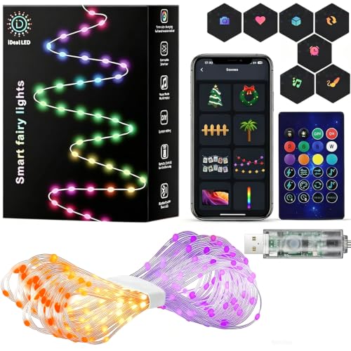 Super RGB Smart Fairy Lights 16.4Ft 50LEDs, Color Changing String Lights with Remote & App Control, RGB-IC Multicolor DIY Twinkle Lights for Bedroom, Birthday, Party, Indoor Holiday Decor