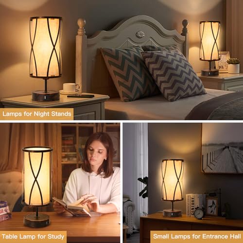 Lámparas de mesa de noche 2 unidades con LED y USB miniatura 6