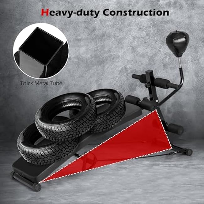 Goplus Adjustable Decline Sit Up Bench for Exercise, Foldable Curved Slant Bench with Speed Ball, Pump & 2 Resistance Bands, Heavy Duty Metal Frame, Full Body Ab Workout Equipment for Home Gym, Black