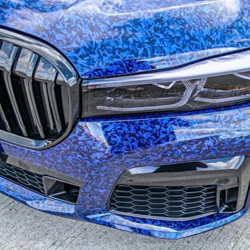 Image of LZLRUN Gloss Blue Forged Carbon Fiber Car Vinyl Wrap Film 5ft x 10ft | Gloss forged carbon fiber texture, With install tools, Air release, DIY Decal Car Auto Vehicle Morotcycle Self Adhesive