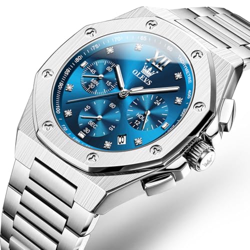 Image of OLEVS Watches for Men Luxury Fashion Large Dial Male Watches Analog Quartz Stainless Steel Waterproof Business Dress Men's Wrist Watch