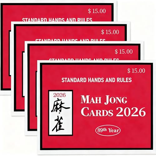 4 Pcs Mahjong Cards 2026 Updated Revision Mah jongg Score Cards 2026 Large Print and Easy to Read Mah Jongg Rule Card Set for Mahjong Beginners Gatherings