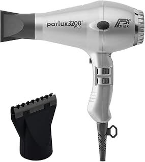 Parlux 3200 Plus Silver Hair Dryer + M Hair Designs Hot Blow Attachment (Bundle) – Professional High-Speed Ionic Blow Dryer for Fast Drying & Frizz-Free Styling