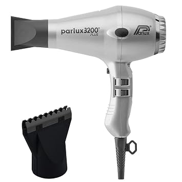 Parlux 3200 Plus Silver Hair Dryer + M Hair Designs Hot Blow Attachment Bundle Professional High-Speed Ionic Blow Dryer for Fast Drying & Frizz-Free Styling