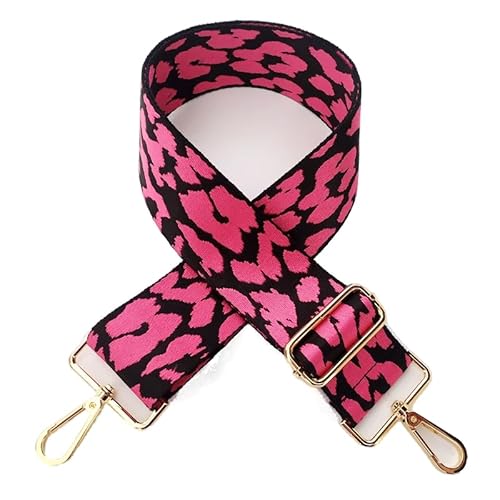 PTNKUIIY Taschengurt Verstellbar Schulterriemen für Taschen 80-130cm mit Karabiner Leopard Muster 5cm Breit Schultergurt Trageriemen Umhängegurt DIY Zubehör für Tasche Handtaschen für Damen,Rose