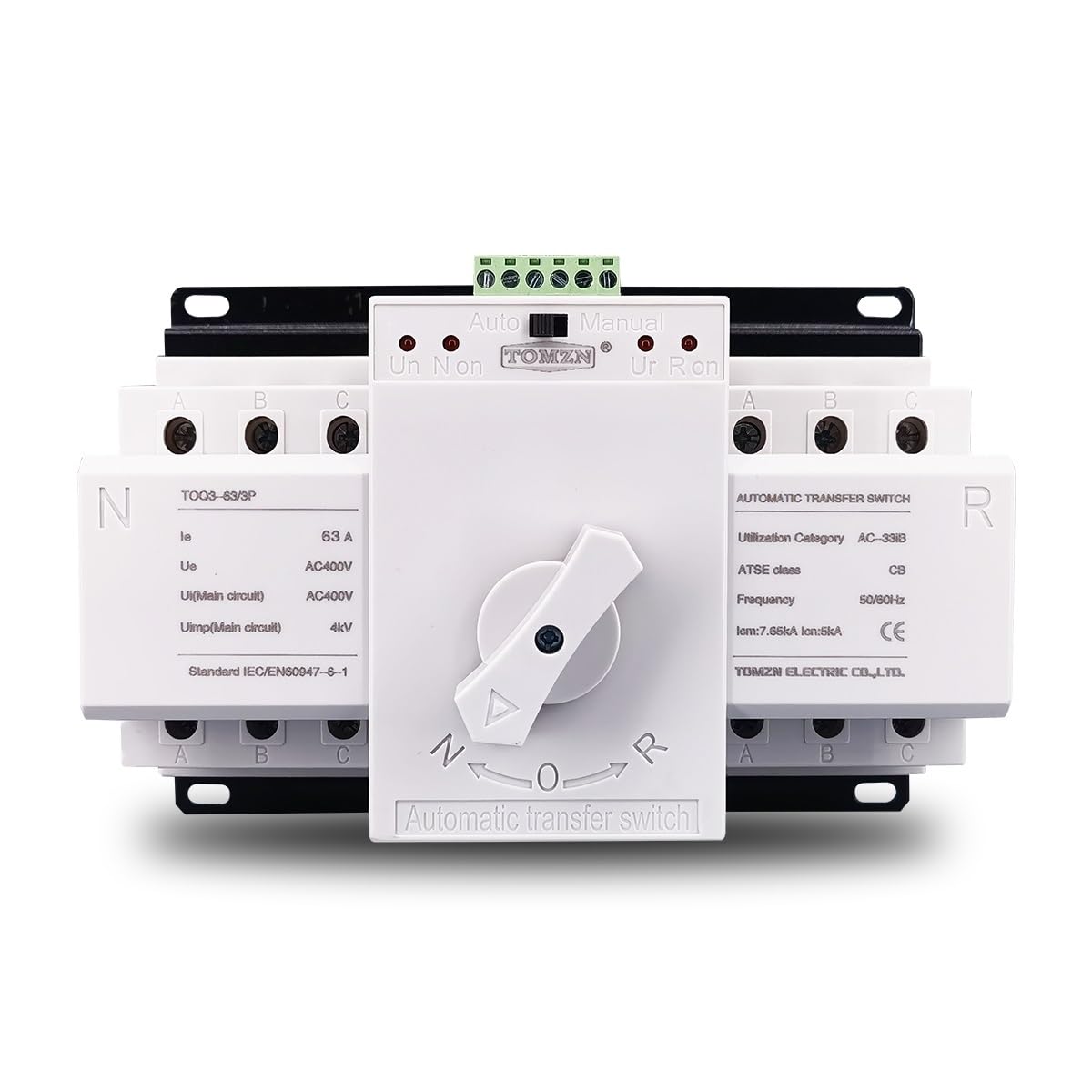 BLacOh Magnetotermico 16a 3P 63A 380V 50/60hz 3 Cables MCB Tipo Interruptor de Transferencia automática de Doble Potencia ATS Magnetotermico