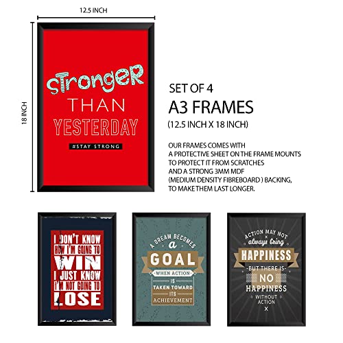 Image of PAPER PLANE DESIGN Motivational Quotes Framed Wall Paintings - Inspiring Quotes Frames For Office And Home Decor set of 8 (9 x 12.5 Inches ; 18 x 12.5 Inches). (C)