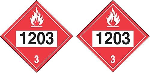 Accuform Hazard Class 3, 1203 (Gasolina), vinilo adhesivo DOT de 4 dígitos, 10.25 x 10.75 pulgadas, MPL733VS1 (paquete de 2) disponible en Yaxa El Salvador