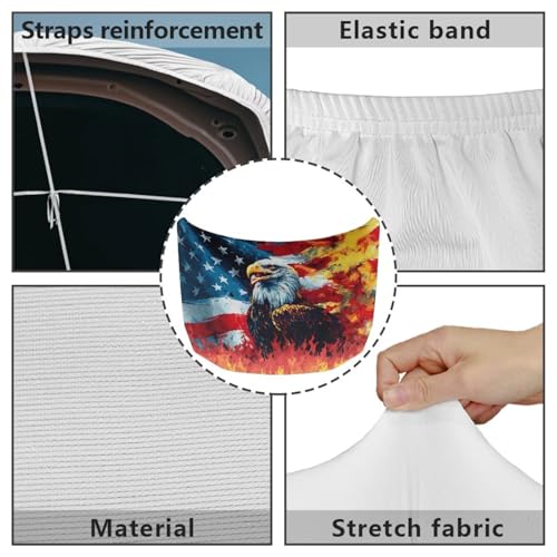 Image of USA Flag Eagle Flame Car Hood Cover for Compact Car SUV Truck Minivan, 59x39 Inch Stretchable Patriotic Decorations Waterproof Automotive Exterior Accessories