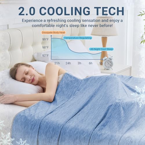 Image of Cooling Blanket Throw Size 50 inchx70 inch, Summer Lightweight Breathable Ice Blanket, Cooling Blankets for Hot Sleepers Night Sweats Adults Absorb Heat Keep Cool