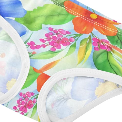 Cotton Toddler Underwear Custom Watercolor Blue Orange Flowers Girl Panties Cute Animals Briefs Girls Undies 2t4