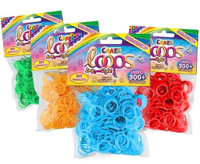 CRAZE LOOPS BAG 300 Uni | Sachet de 300 Elastiques pour Bracelets - Couleur aléatoire