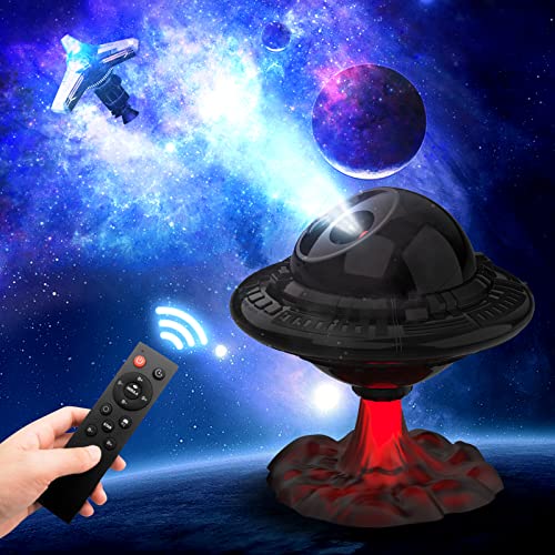 BestYiJo Sternenhimmel Projektor, Nachtlicht Sternenhimmel LED Flying Saucer Starry Air Projection Light mit Sternwolken -Timer und Fernbedienung Atmosphäre Lichtprojektion 3D Projektor Kinder Cover