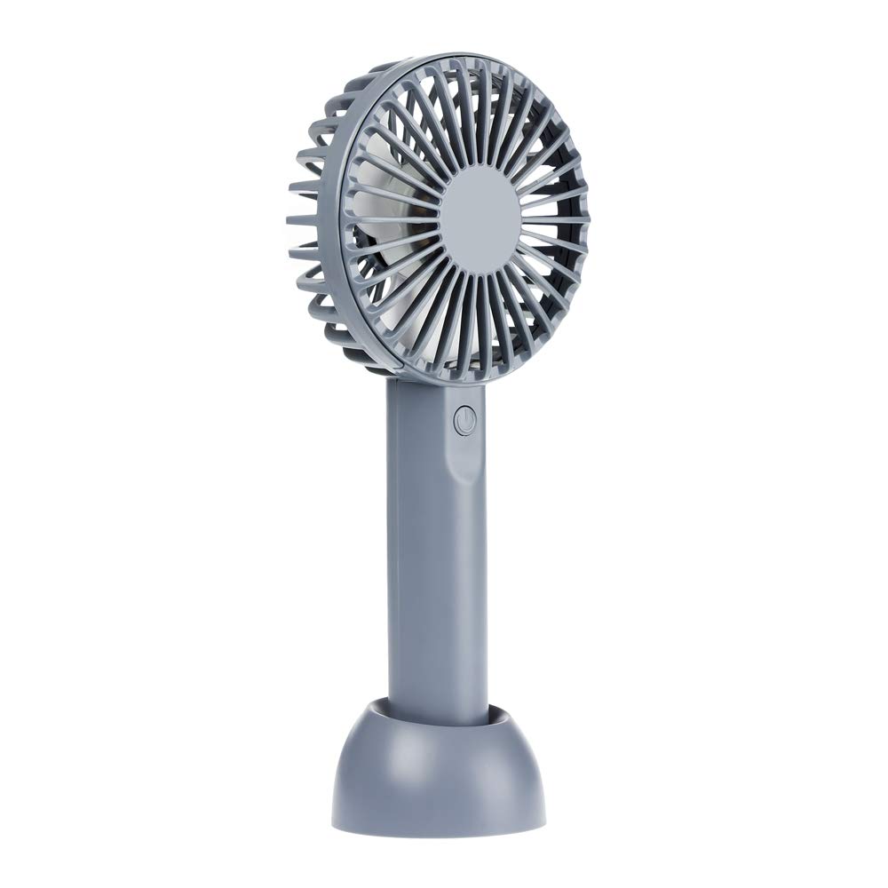 Invero3-Inch Portable Mini USB Handheld Rechargeable Fan Cooler with Base - 3 Speeds Settings - Ideal for Offices, Homes, Outdoor Travel and more - Grey (Size: 21cm (H) - Fan Size 9cm dia)