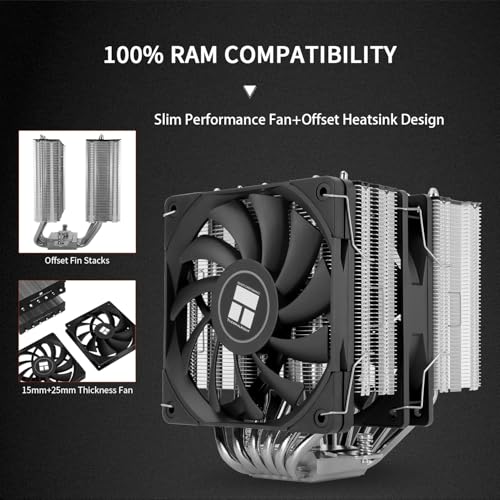 Thermalright Royal Knight 120 SE CPU Cooler, Only 155mm High, Dual Towers Dual PWM Fans TL-C12B V2 and TL-C12015B, 6 Heat Pipes,PC Cooling for AM4/AM5/Intel LGA 1700/1851/1150/1151/1200 3
