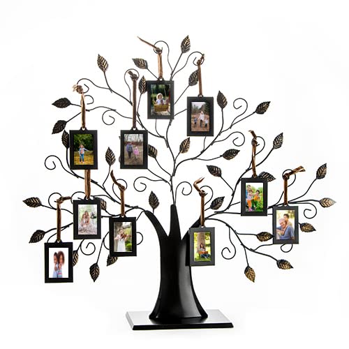 Klikel Family Tree Picture Frame Display With 10 Hanging Picture Photo Frames - Large 20 X 18 Metal Tree - 10 Ornamental 2X3 Frames #TOP3
